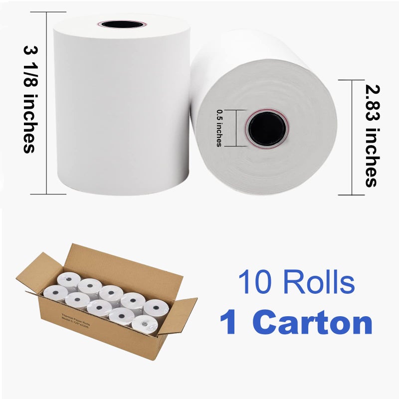SJPACK Thermal Paper 3 1/8 x 230ft Pos Receipt Paper, 10 Rolls Cash Register Roll TM-T88 T-20 T-90 SRP-350 370 - Image 2